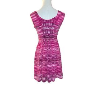 Calvin Klein Women's Pink Geometric Cap-Sleeve Mini Dress 2P Petites